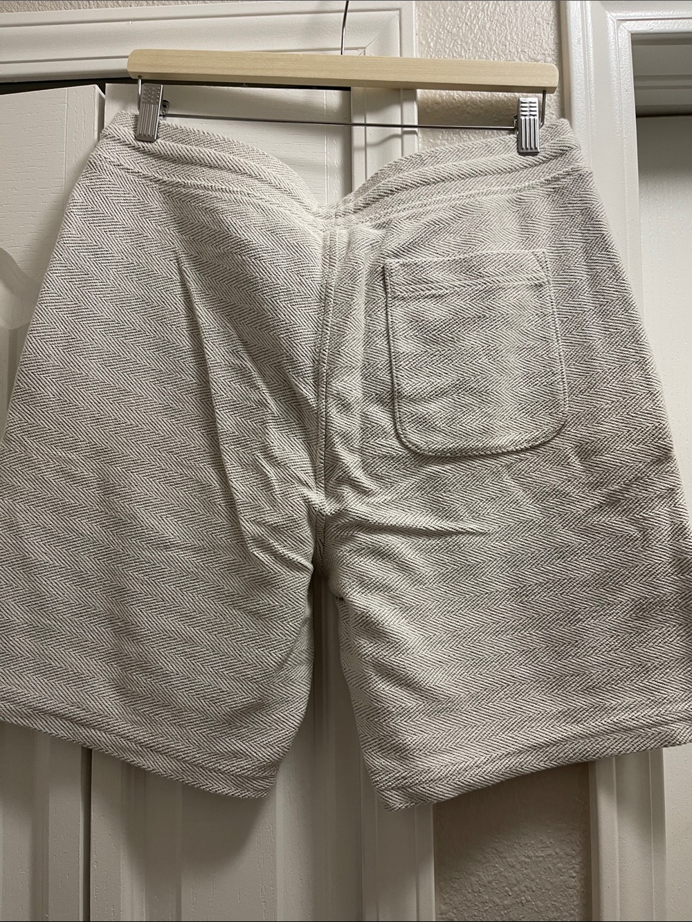 Goodfellow & Co Cream Herringbone Drawstring Athletic Shorts - Picture 2 of 3